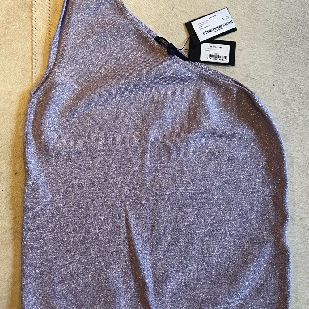 Maje Shimmering Lavender One-Shoulder Dress